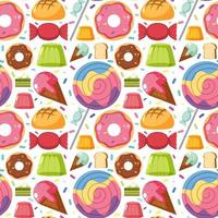 Cartoon food and dessert seamless pattern vector