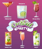 Cocktail party menu banner vector