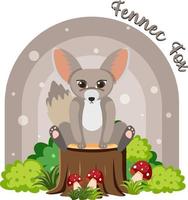 Cute fennec fox in cartoon flat style vector