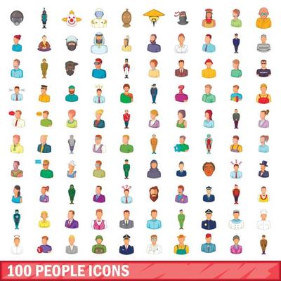 100 accesorios para mujer, conjunto de iconos de estilo de dibujos animados  8700327 Vector en Vecteezy
