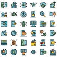 Digital wallet icons set vector flat