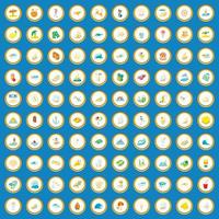 100 summer icons set cartoon vector