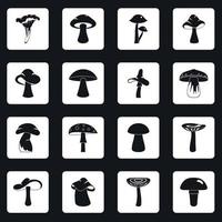 Mushroom icons set squares vector