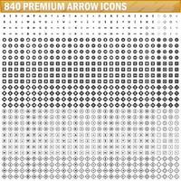 840 arrow vector icons, black color simple