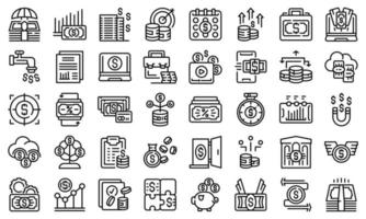 Passive income icons set outline vector. Money fund vector