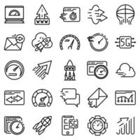 Internet speed icons set, outline style vector