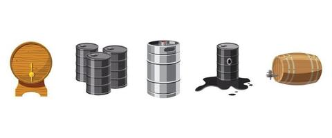 conjunto de iconos de barril, estilo de dibujos animados vector
