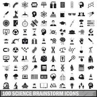 100 iconos de lluvia de ideas científicas, estilo simple vector