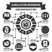 concepto infográfico de globalización, estilo simple vector