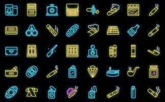 Cigarette and cigar accessories icons set outline vector. Box addiction vector