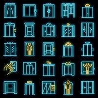 Elevator icons set vector neon