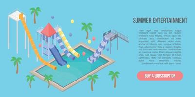 Summer entertainment concept banner, isometric style vector