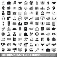 100 business people icons set, simple style vector