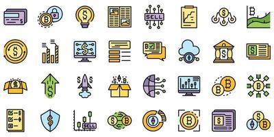 Emerging market icons set line color vector