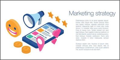 Marketing strategy concept banner, isometric style vector