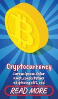 Cryptocureency concept banner, comics isometric style vector