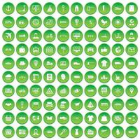 100 iconos de logística y entrega en círculo verde vector