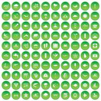 100 diving icons set green circle