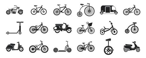 conjunto de iconos de bicicleta, estilo simple vector