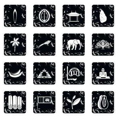 Sri Lanka travel icons set