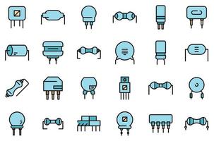 Resistor icons set vector flat