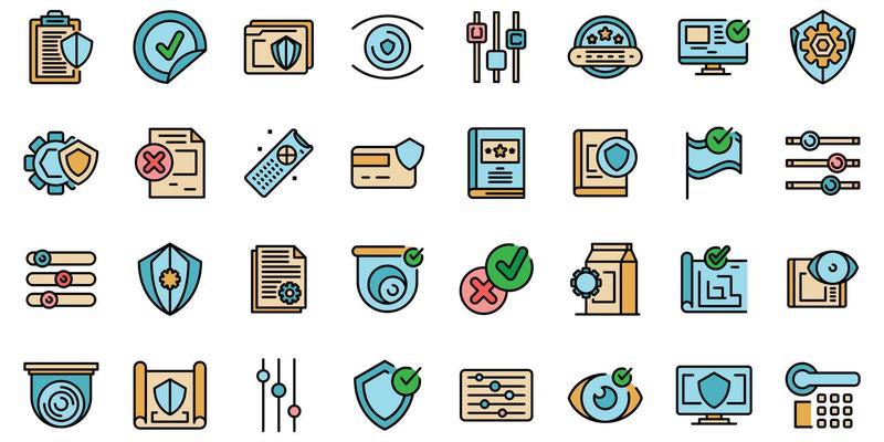 Control icons set vector flat