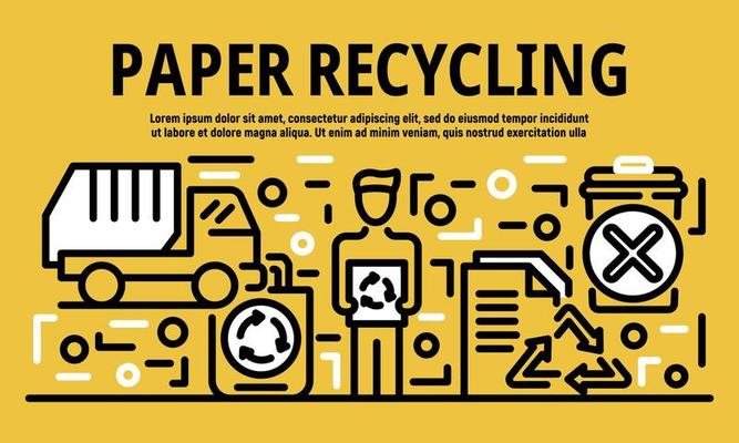 Paper recycling banner, outline style