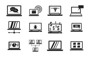 Laptop icon set, simple style vector