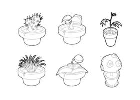 House plant icon set, outline style vector