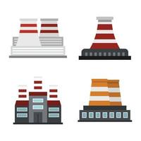 Power plant icon set, flat style vector