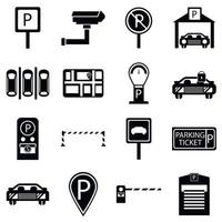 Conjunto de iconos de aparcamiento, estilo sencillo vector