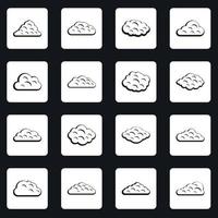 conjunto de iconos de nubes cuadrados vector