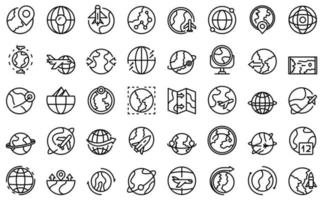 Los iconos de todo el mundo establecen el vector de contorno. globo terráqueo