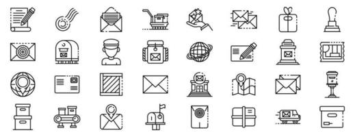 Postman icons set, outline style vector