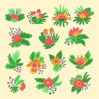 Set clip art of flower arrangements vector