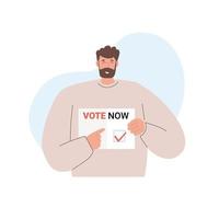 man holds a picket encouraging voting. Election concept vector