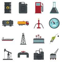 elementos de la industria petrolera establecen iconos planos vector