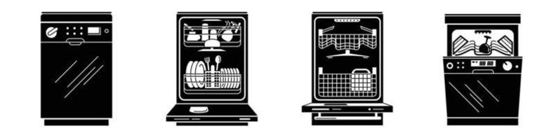 Dishwasher icons set, simple style vector