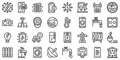 Smart consumption icons set, outline style vector