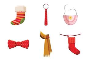 Clothes accessories icon set, cartoon style vector