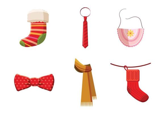 Clothes accessories icon set, cartoon style