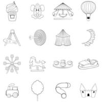 conjunto de iconos del parque de atracciones contorno vectorial vector