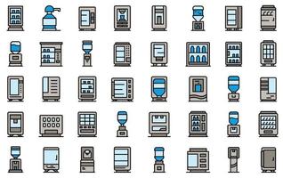 Drink machine icons set line color vector