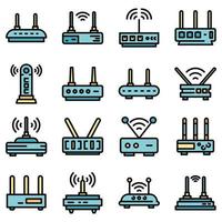 iconos de módem establecer vector plano