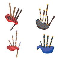 Bagpipes icons set, isometric style vector