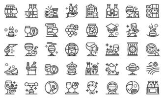 Sommelier icons set, outline style vector