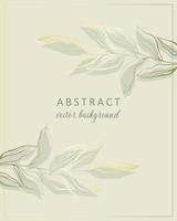 Abstract background in boho style with golden lines and botanical leaves, organic shapes. Abstract art vector background design for wedding and vip cover template.