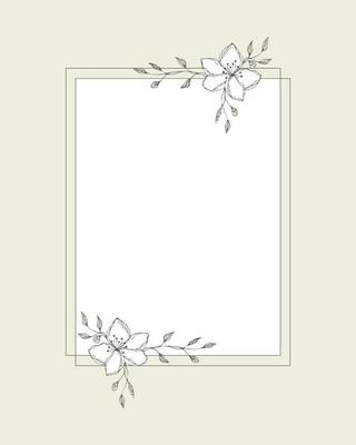 Decorative frame for wedding, holiday, congratulations, invitation, photo, rectangular, with flowers doodle hand drawing.