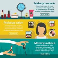 Cosmetics makeup banner horizontal set, flat style vector