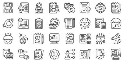 Risk management icons set outline vector. Company enterprise vector